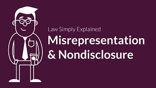 Misrepresentation and Nondisclosure  Contracts  Defenses amp Excuses [upl. by Hopfinger]