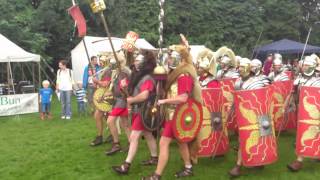 Roman Reenactment at the Amphitheatre in Caerleon Marching In [upl. by Akinad]