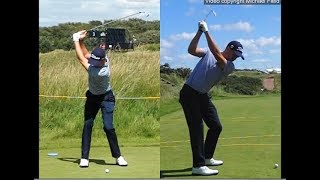 Justin Thomas golf swing  Long Iron faceon amp downtheline July 2017 [upl. by Noma]