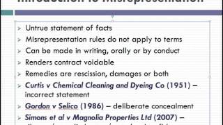 Misrepresentation Lecture 1 of 4 [upl. by Emiaj]